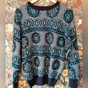 Grandpacore black And Teal vintage sweater
